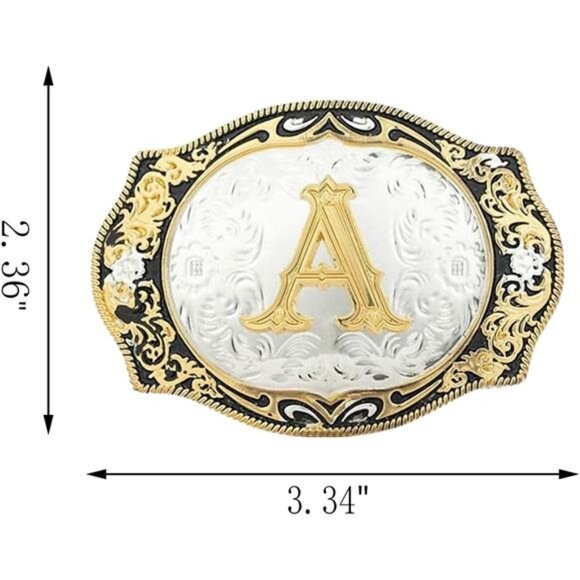 Vintage Fashion Western Belt Buckle A to Z Initial Letter Cowboy Belt Buckles - Picture 2 of 7
